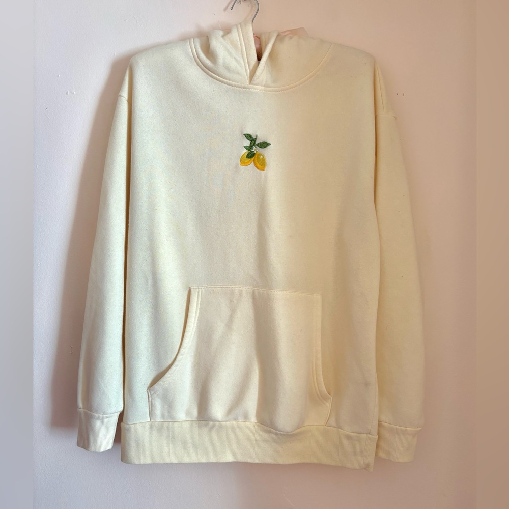 Light yellow hoodie with Lemon Embroidery